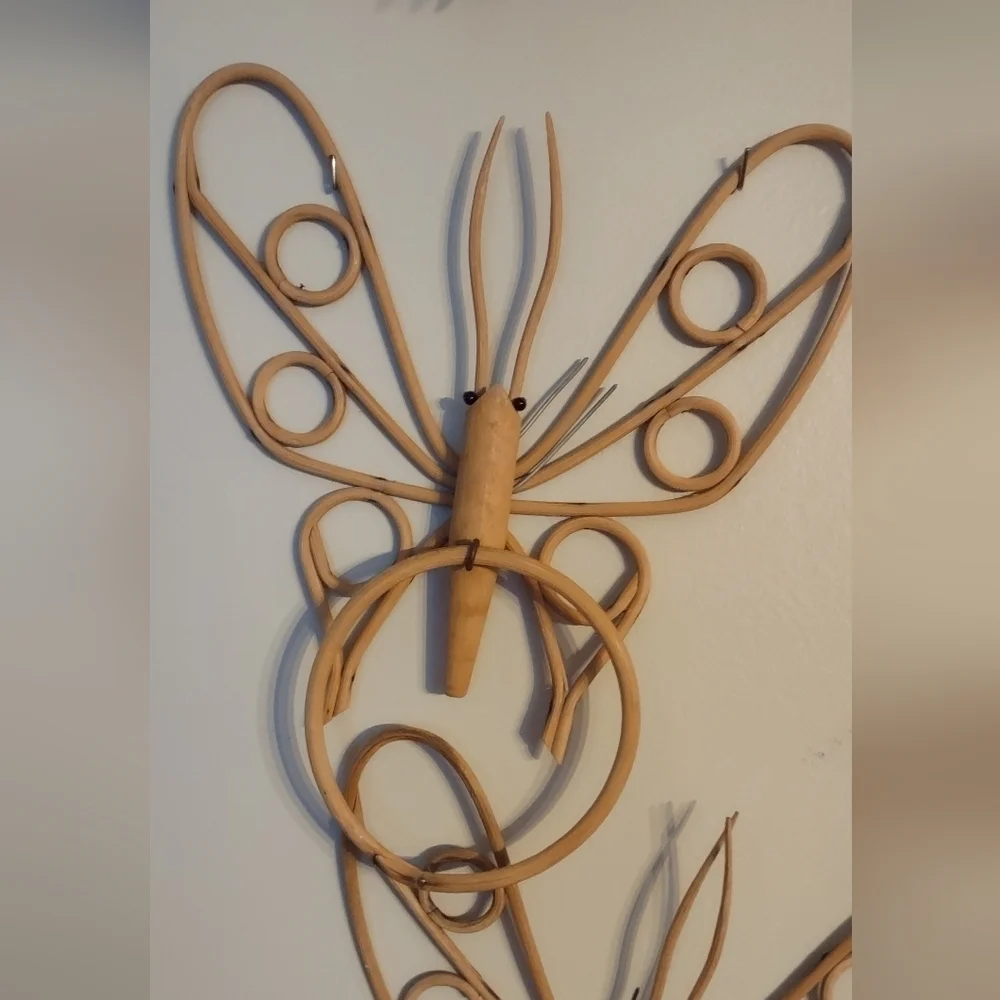 Vintage 70s Bent Bamboo Butterfly Gallery Wall Decor Hong Kong